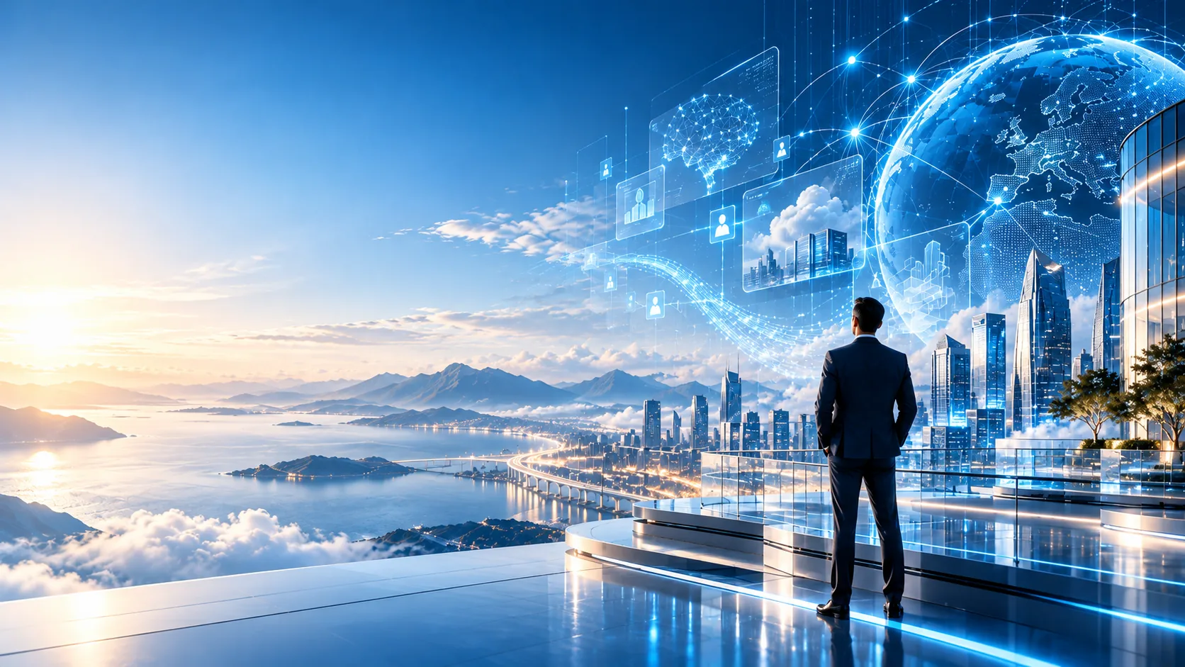 IT-Strategie und digitale Transformation mit KI-Netzwerken und Zukunftsstadt